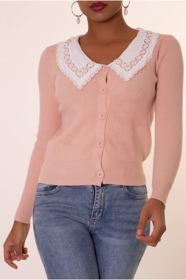 Gilet Noeline - Rose - Gilet à col Claudine - Rose - LC00012540 - 5