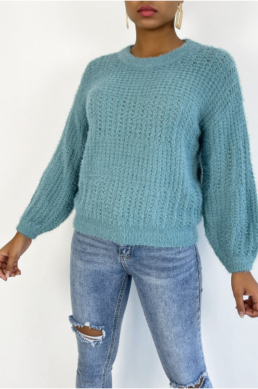 Pull Emmy - Bleu - Pull à col rond effet bouffant - Bleu - LC00012715 - 1