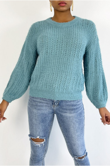 Pull Emmy - Bleu - Pull à col rond effet bouffant - Bleu - LC00012715 - 2