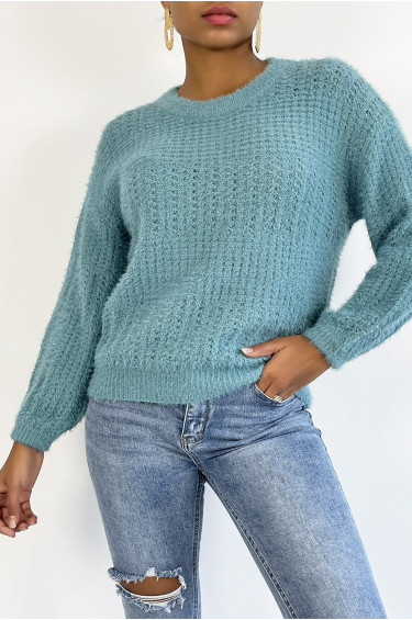 Pull Emmy - Bleu - Pull à col rond effet bouffant - Bleu - LC00012715 - 3