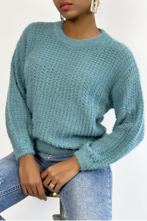 Pull Emmy - Bleu - Pull à col rond effet bouffant - Bleu - LC00012715 - 5