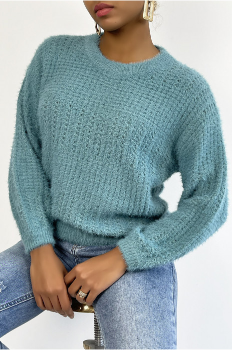 Pull Emmy - Bleu - Pull à col rond effet bouffant - Bleu - LC00012715 - 5