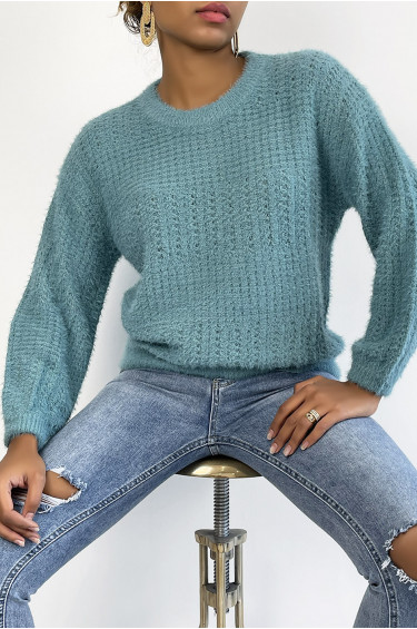 Pull Emmy - Bleu - Pull à col rond effet bouffant - Bleu - LC00012715 - 6