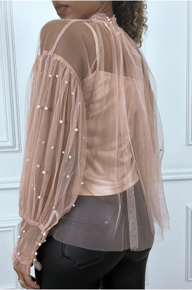 Blouse manche bouffante transparente sale