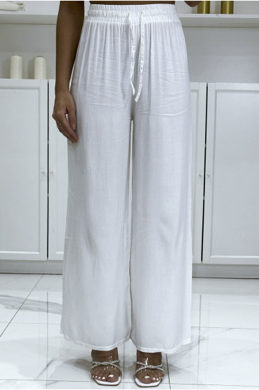 Pantalon palazzo blanc en coton uni - 2