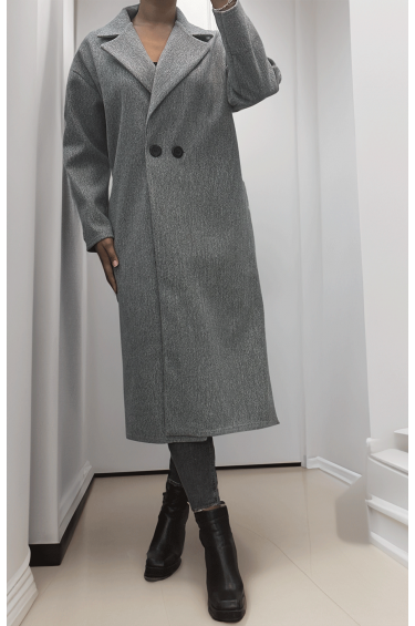 Trench long gris fluide  - 2