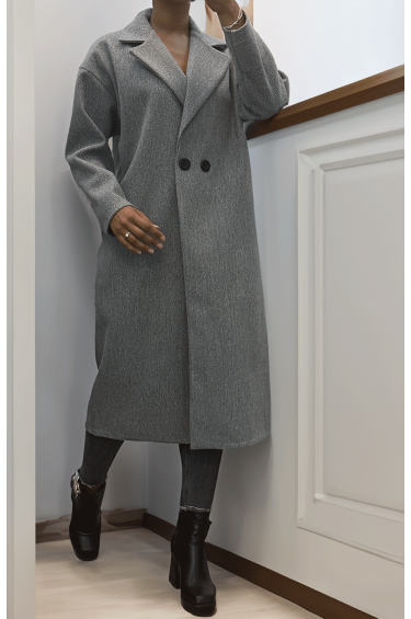 Trench long gris fluide  - 3