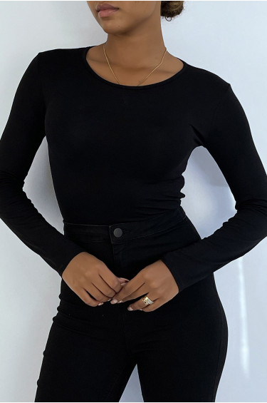 Sous pull noir en col rond et manches longues - 3