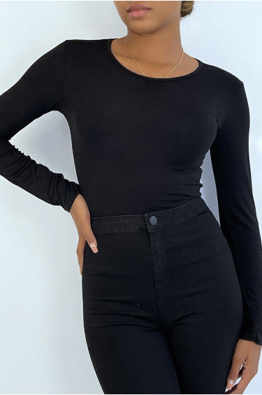 Sous pull noir en col rond et manches longues - 4