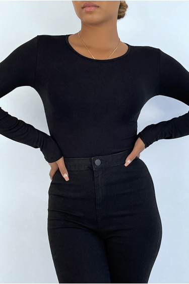 Sous pull noir en col rond et manches longues - 6