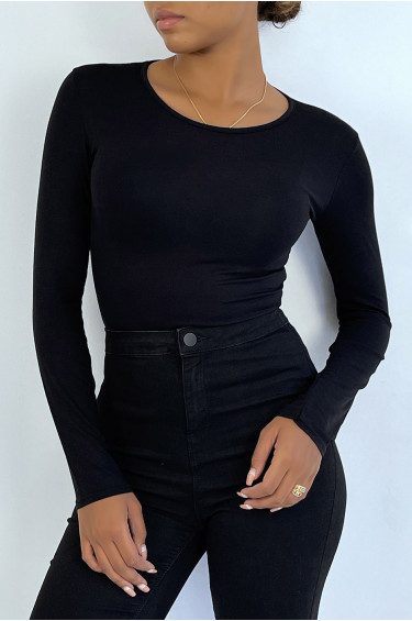 Sous pull noir en col rond et manches longues - 7