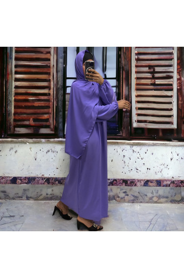 Abaya lilas avec voile intégré couleur vitaminée - 1