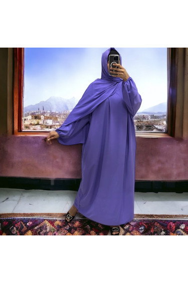 Abaya lilas avec voile intégré couleur vitaminée - 2