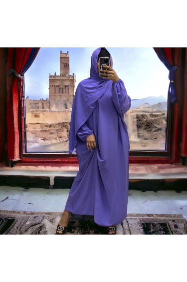 Abaya lilas avec voile intégré couleur vitaminée - 3