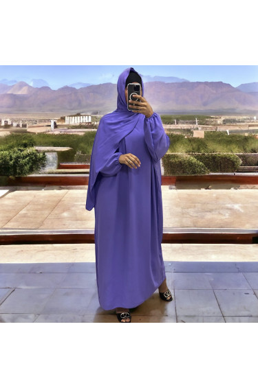 Abaya lilas avec voile intégré couleur vitaminée - 4