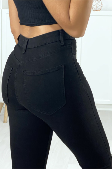 Jeans slim en noir déchiré aux genoux avec poches à l'arrière - 6